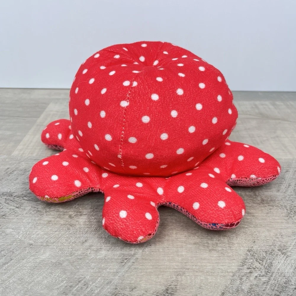 Reversible Happy Sad Angry Octopus Plush Rainbow Holographic Pink Polka Dots 10
